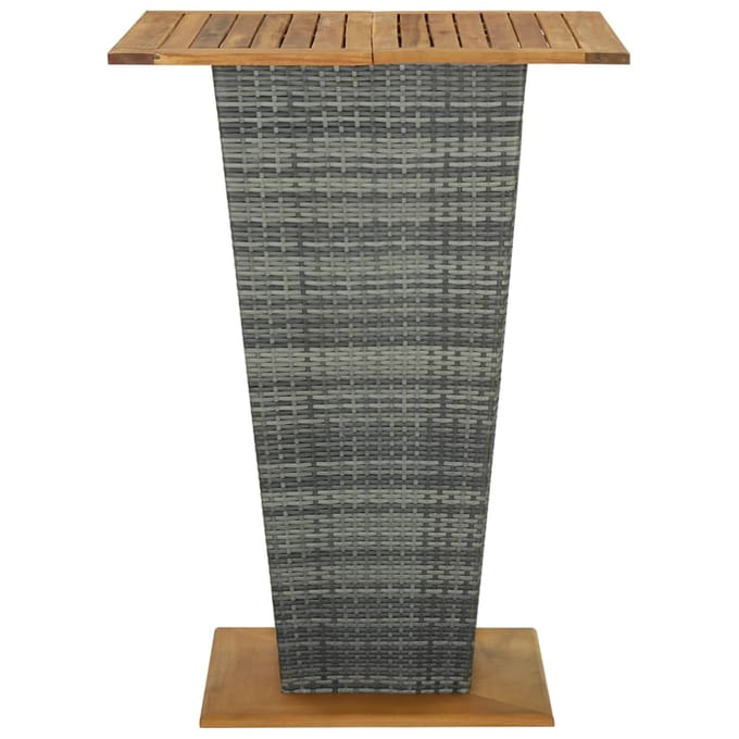 vidaXL - Bartafel - 80x80x110 - cm - poly - rattan - en - massief - acaciahout - grijs