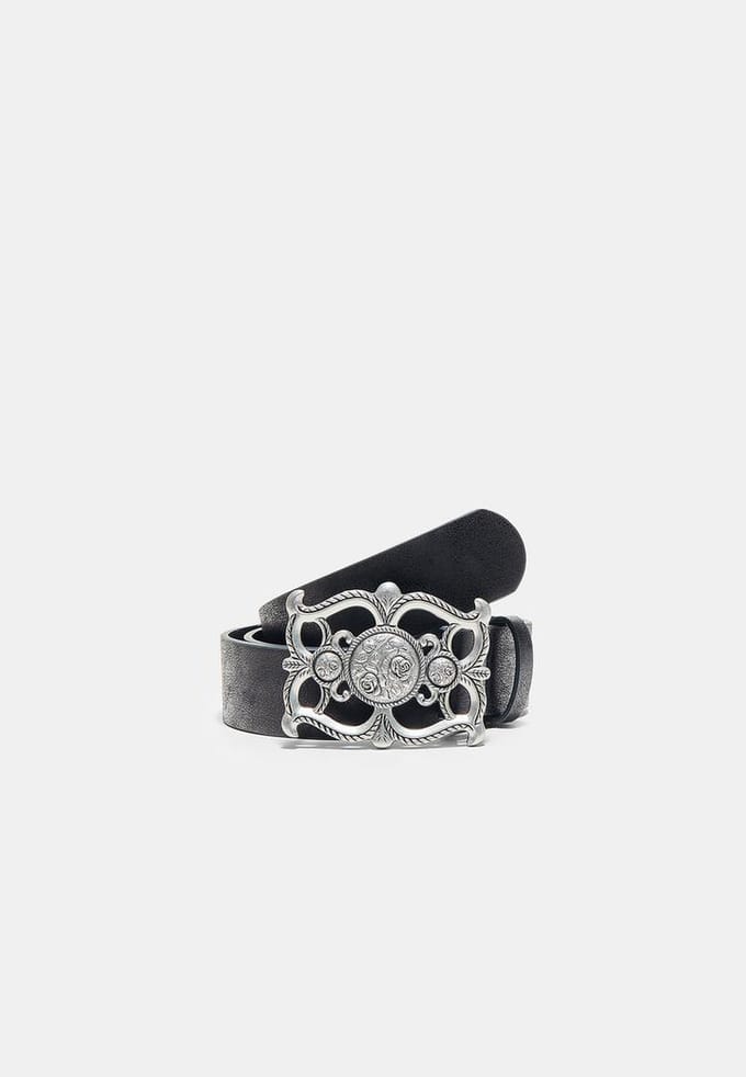 Stradivarius Riem met romantische gesp  Zwart 90