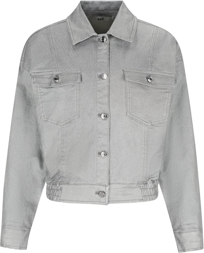 NoBell' - Boaz Oversized Grey Denim Jacket with Foil Coating - Warm Grey - Maat 122-128