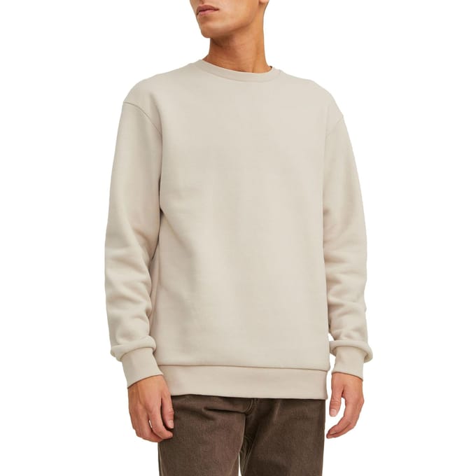 JACK & JONES Bradley sweat crew regular fit - heren sweatshirt katoenmengsel met O-hals - beige