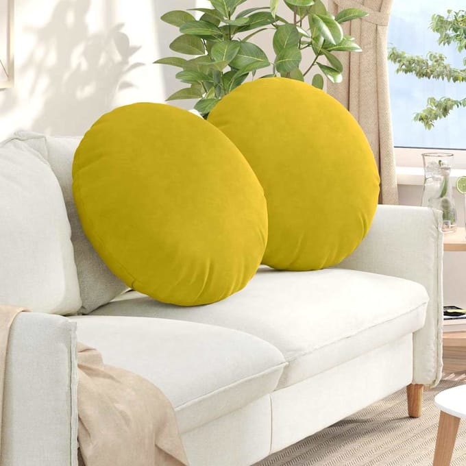 vidaXL - Zitkussens - 2 - st - Fluweel - Geel - Ø60 - x - 21 - cm