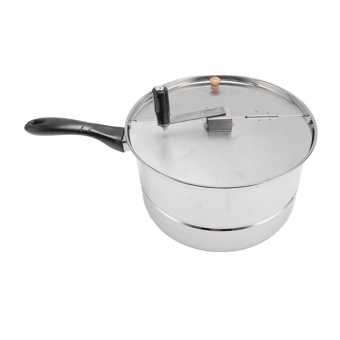 Kookplaat Popcorn Maker Roestvrij Staal Popcorn Popper met Handzwengel Popcorn Pan voor Gas Elektrisch L gray