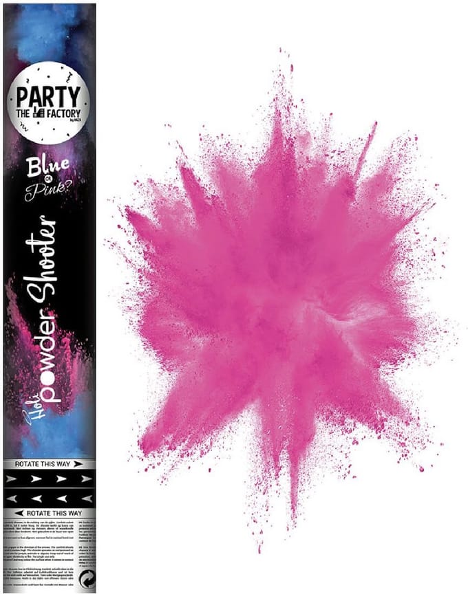 Poeder shooter Gender Reveal 30cm | roze | per stuk