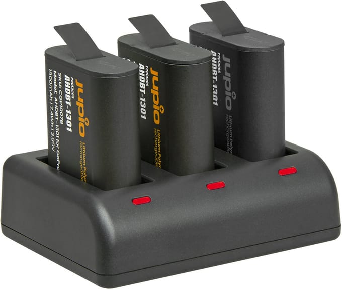 Jupio Value Pack: 2x Enduro Battery GoPro HERO 13 - AHDBT-1301 / CPSS1B 1900mAh + Compact USB Triple Charger
