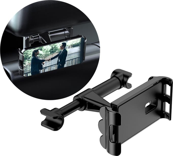 Dudao Verstelbare Tablet of Telefoon Hoofdsteunhouder met Hanger Zwart