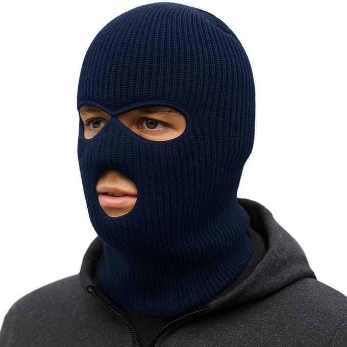 Facemask - Sportmuts - Driegats Muts - Skimuts -  Bivak - Balaclava - Navy Blauw  - One Size