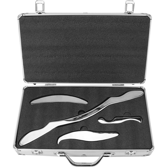 4pcs  set Professional Stainless Steel Gua Sha Scraping Massage Health Care Tools Kit with gray