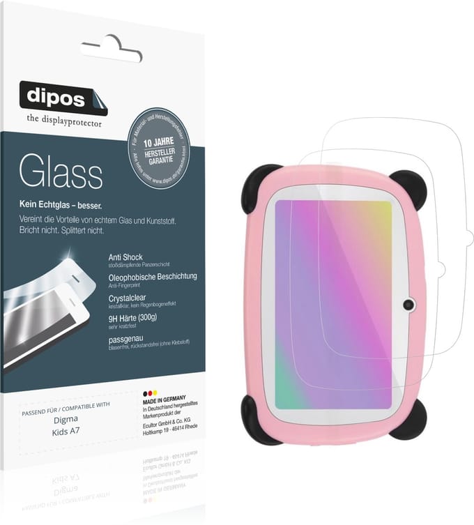 dipos – 2x Pantserfolie geschikt voor Digma Kids A7 | 9H Screenprotector