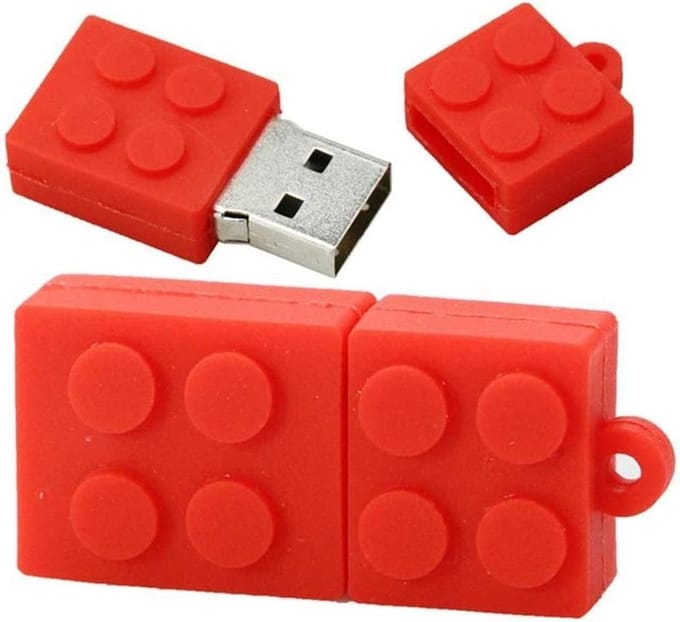 Brick bouwsteen usb stick 32gb rood - Blok usb stick, brick usb stick, bouwsteen usb stick, sinterklaas cadeautjes