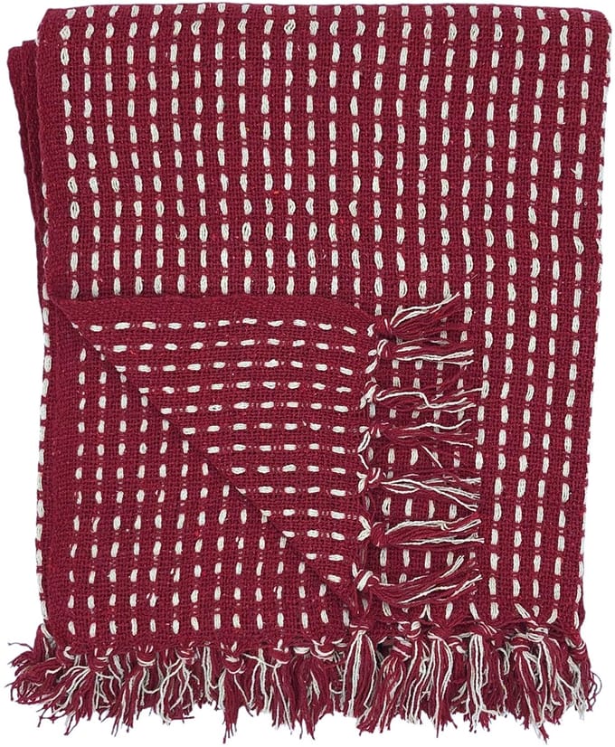 Lavandoux - Geweven Plaid - Woven Throw - Katoen - 125 x 150 cm - Rood