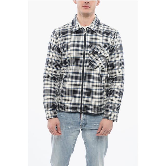 Gewatteerd geruit TIMBER overshirt in blauw