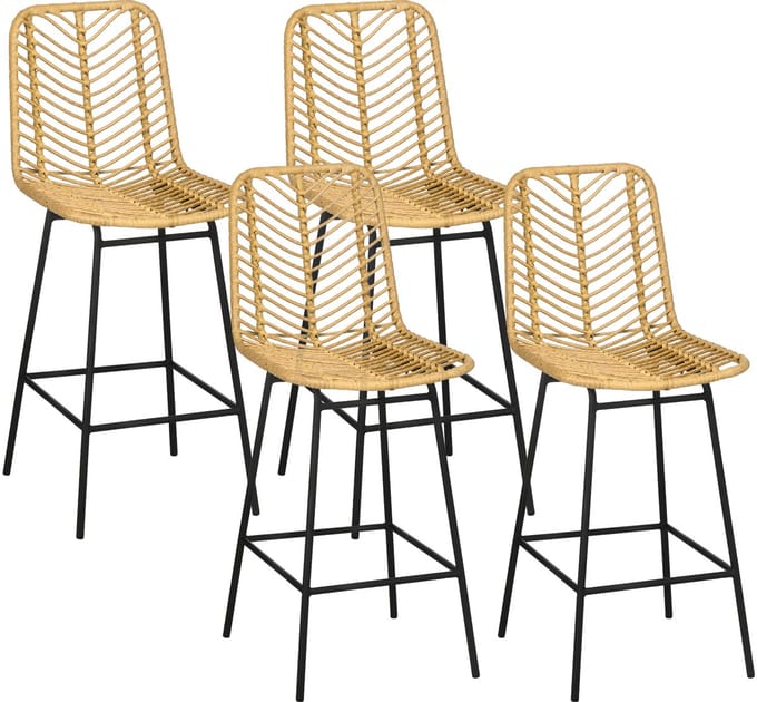 HOMCOM barkruk - Staal, PE - 42,5x52x102cm - Geel