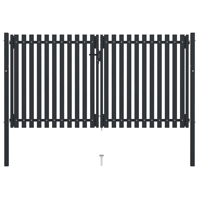 vidaXL Dubbele poort met deur staal 300x175 cm antraciet