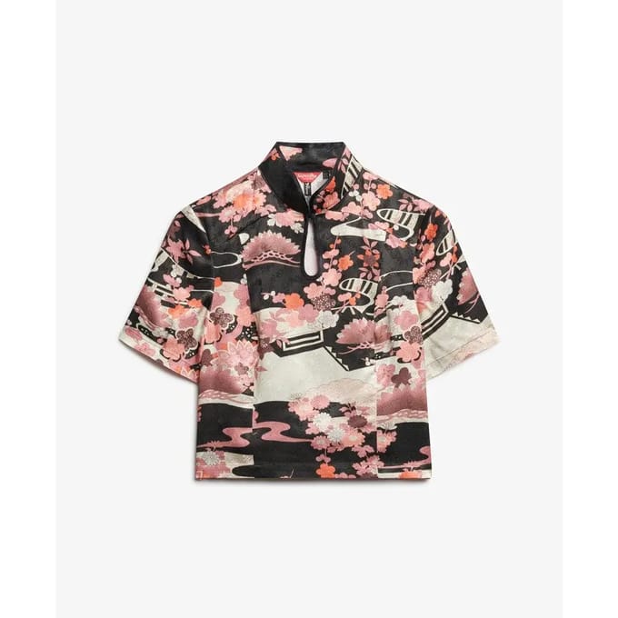Superdry - Top van jacquard met mandarijnkraag - Dames - Tops
