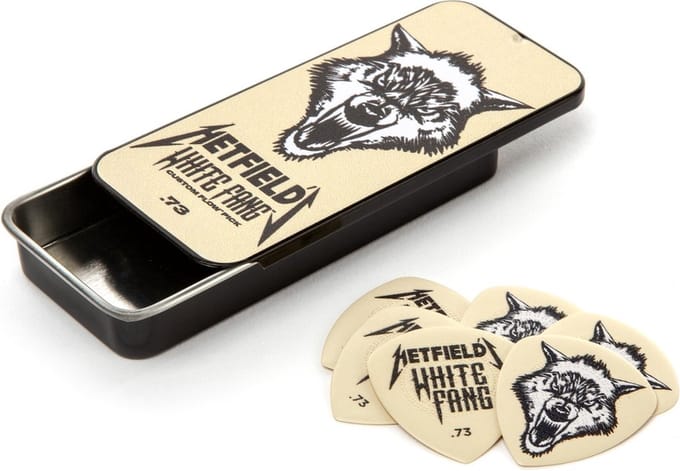 Jim Dunlop James Hetfield - Plectrums - White Fang - 0,73 mm - Pick Tin 6 Stuks