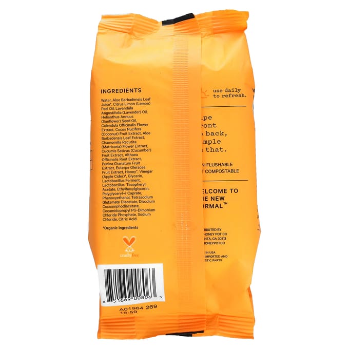 The Honey Pot Company, Gewone Doekjes, Geurloos, 30 Stuks orange