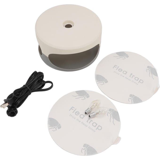 Piège à puces à dôme collant avec 2 disques de colle et ampoules pour intérieur et extérieur, prise américaine white