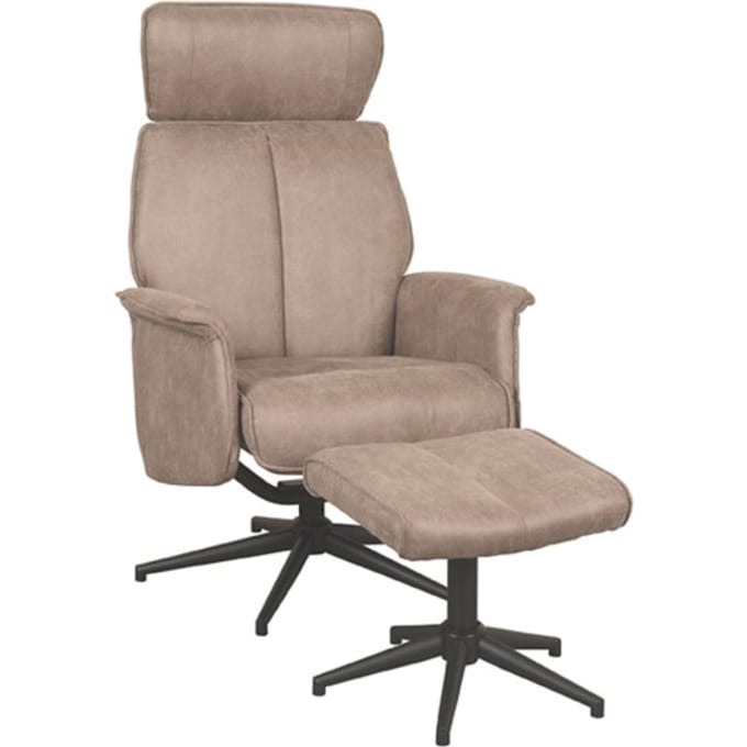 LABEL51 Verdal Fauteuil - Bruin - KunstLeer - Incl. Hocker - - - Met Armleuning