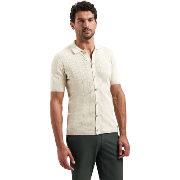No Excess Pullover Short Sleeve Full Button Polo Desert  M