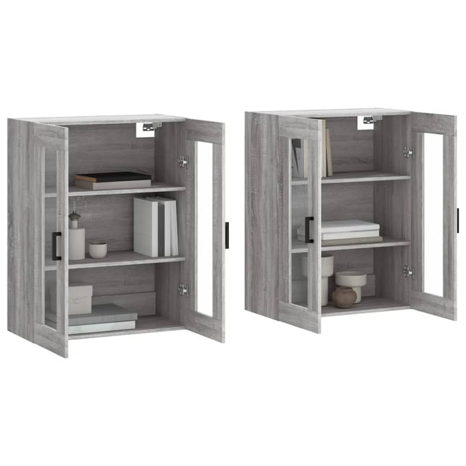 vidaXL - Hangkasten - 2 - st - bewerkt - hout - grijs - sonoma - eikenkleurig