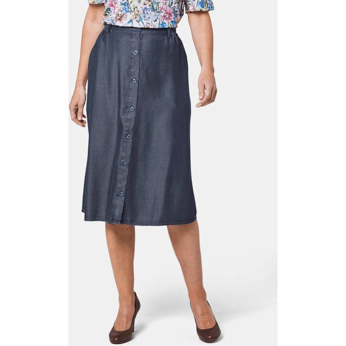 Rok van Tencel - marine - Gr. 52 van Goldner Fashion