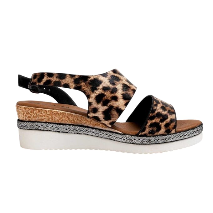 Firetrap Dames Ella Backstrap Wedge Sandalen (Leopard)