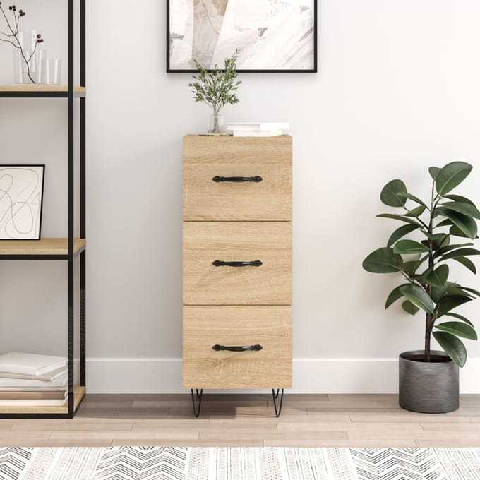 vidaXL - Dressoir - 34,5x34x90 - cm - bewerkt - hout - sonoma - eiken