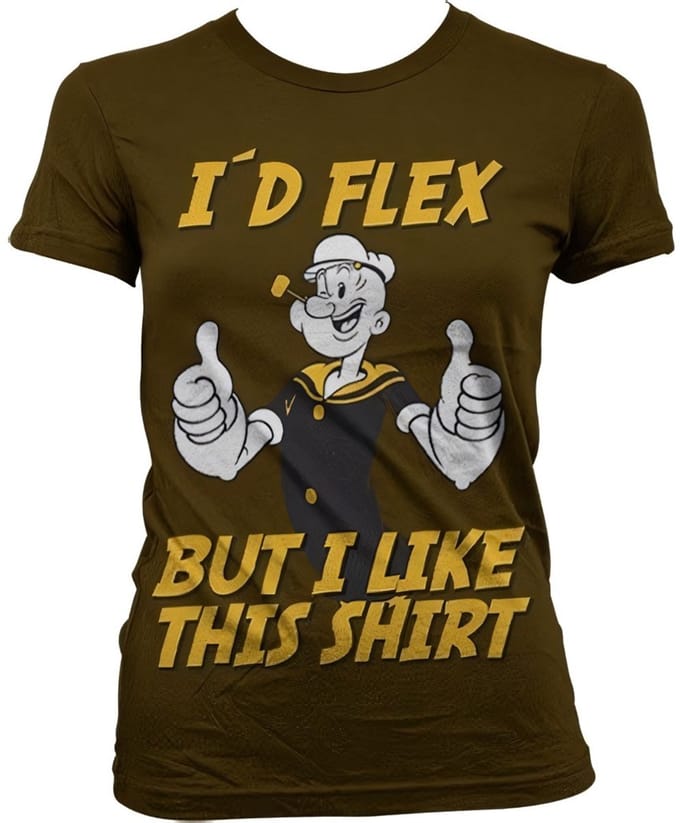 Popeye I'd Flex Girly T-shirt voor dames, bruin