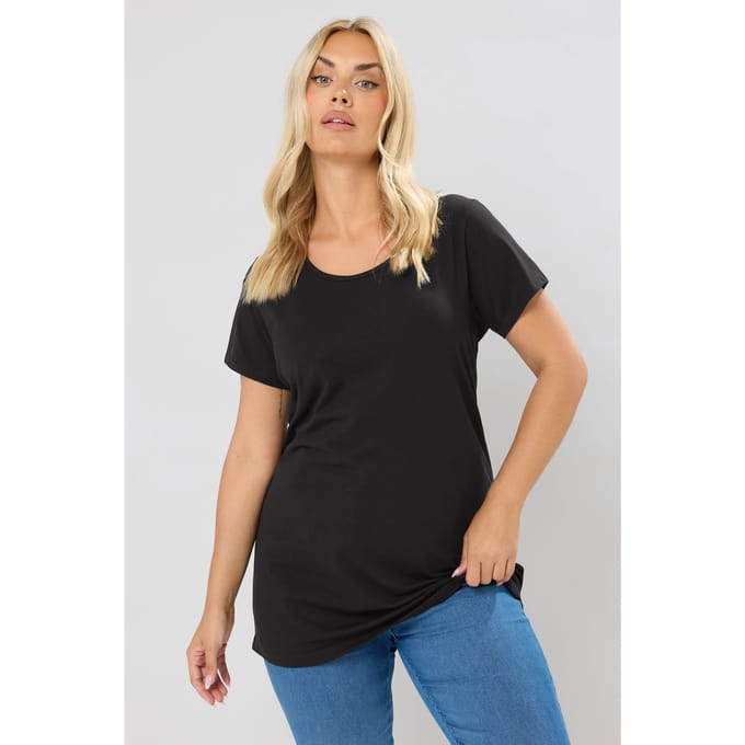 Yours Lang Tshirt In Zwart Size 48