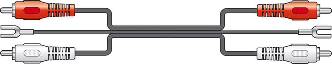 AV:Link platenspeler RCA phono ground kabel met aardedraad 1.2m