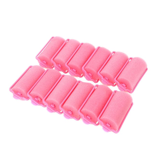 12 stuks Magic Sponge Foam Kussen Haarstyling Rollers Krultangen Twist Tool Salon Roze pink