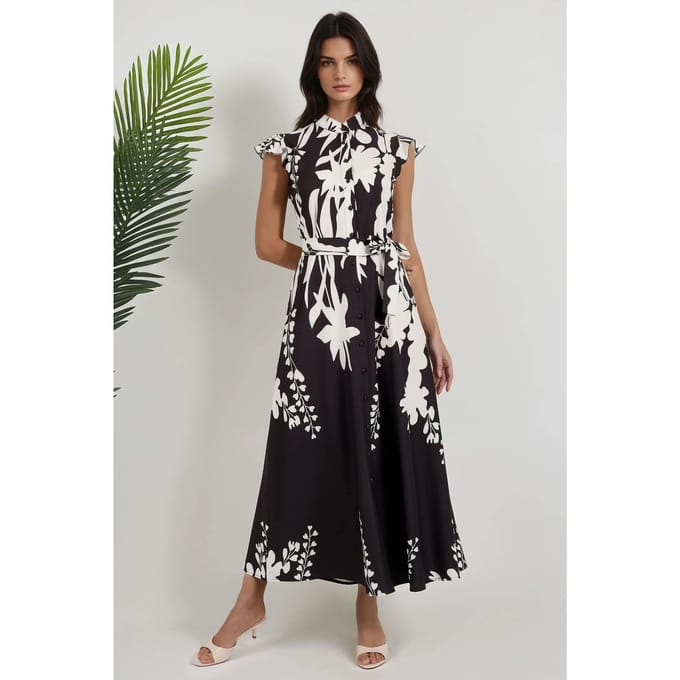 Floral Tippet Maxi-jurk