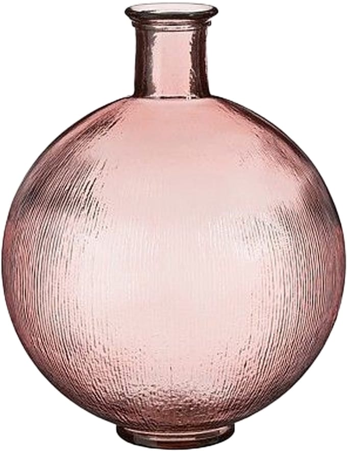 Mica Decorations Firenza Fles Vaas - H42 x Ø34 cm - Gerecycled Glas - Lichtroze