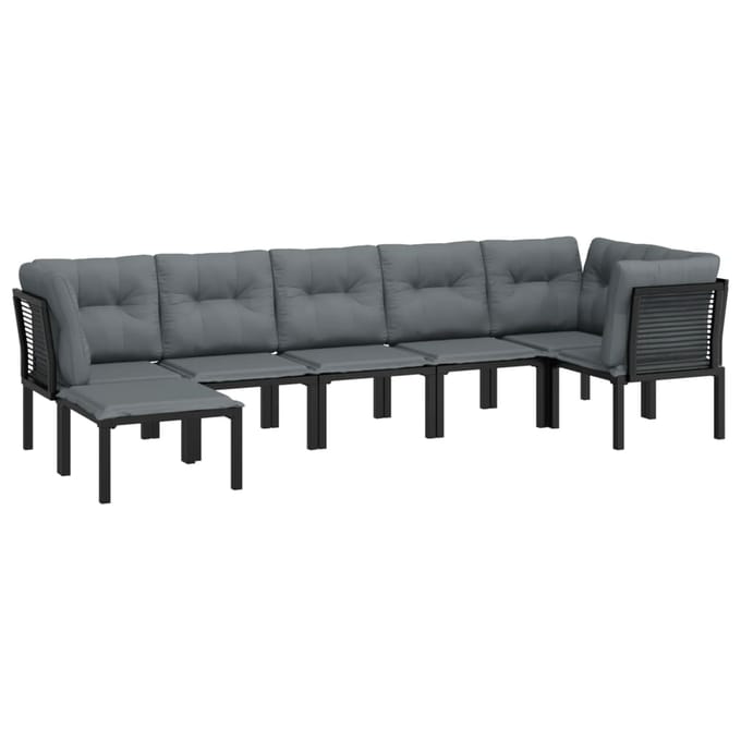 vidaXL - 7-delige - Loungeset - poly - rattan - zwart - en - grijs