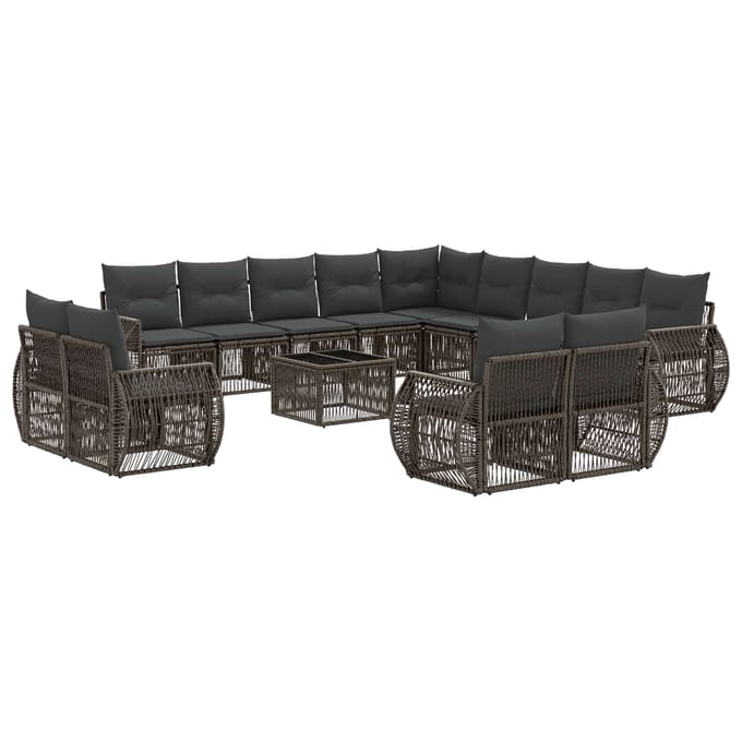 vidaXL - Tuinbank - Set - 14 - st - Grijs - en - Donkergrijs - poly - rattan