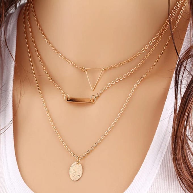 Hiden - Goudkleurige Sieraden Set - Sieraden - Ketting Dames - Mode - Goudkleurig Ketting Set