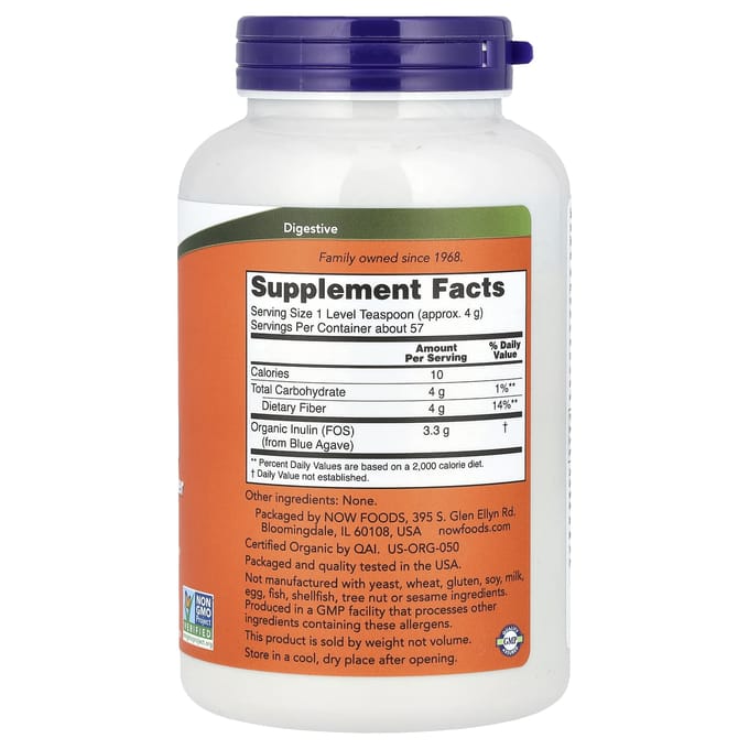NOW Foods - Inulin Powder, Organic - 227g