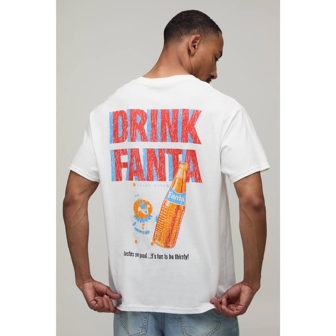 Oversized Fanta Licentie Print T-shirt | White | Size Large