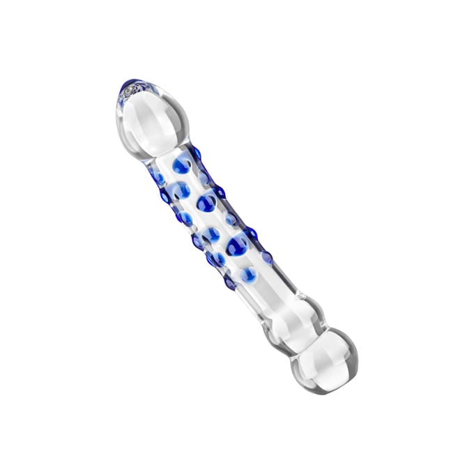Glazen dildo met noppen, 19,5 cm