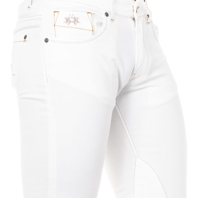 Lange recht gesneden denim herenbroek met zomen JMT016