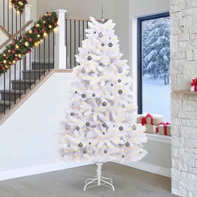 vidaXL - Kunstkerstboom - 270 - cm - PVC - en - Staal - Wit