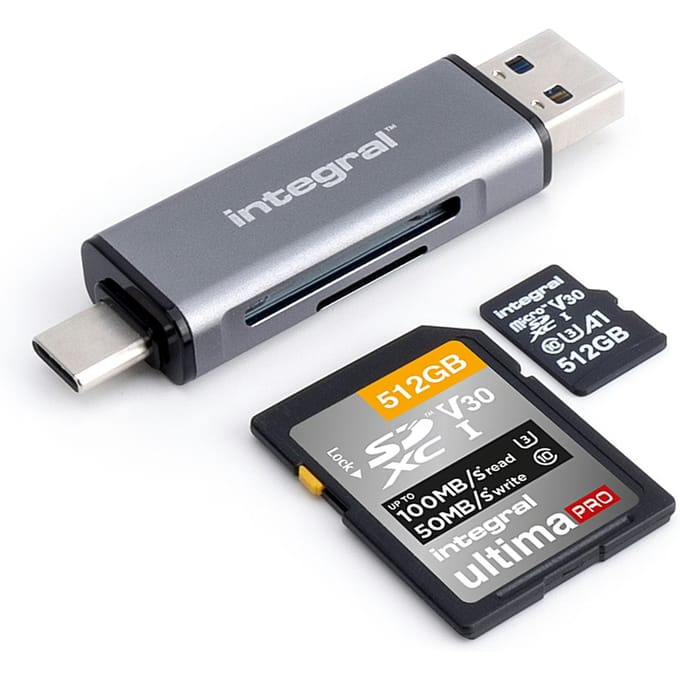 Integral USB 3.2 Gen 1 Kaartlezer USB 3.0 SD MicroSD Reader Adapter