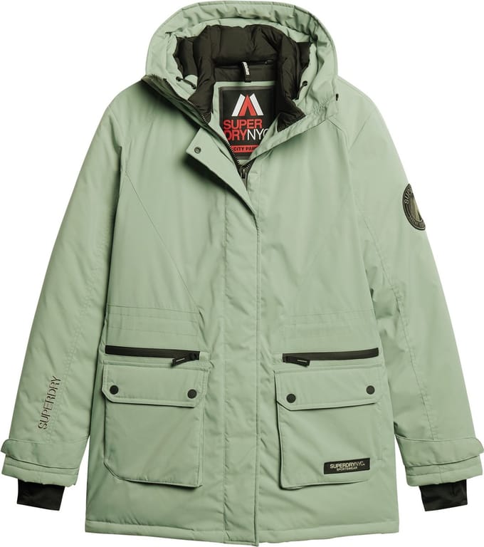 Superdry City Padded Parka Jacket Dames Jas - Desert Sage Green - Maat S