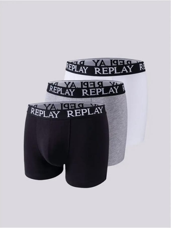 Replay Men´s Boxer Short (3 Pair Box) RP101102 - Black/Grey Melange/White - M