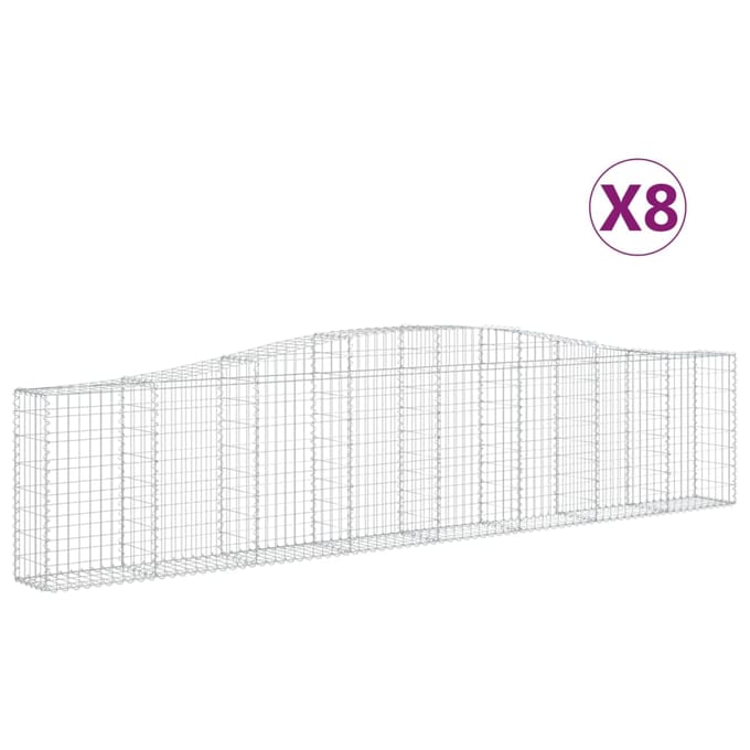 vidaXL - Schanskorven - 8 - st - gewelfd - 400x30x80/100 - cm - ijzer