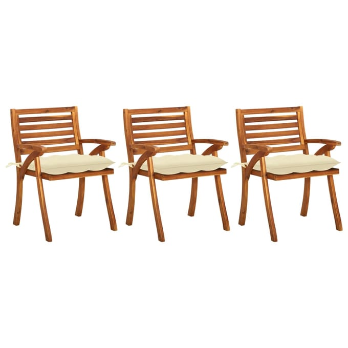 vidaXL - Tuinstoelen - 3 - st - met - kussens - massief - acaciahout