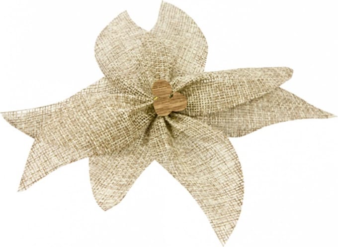 HOBI - Canvas kerststerstrik met houten kraal 15 cm