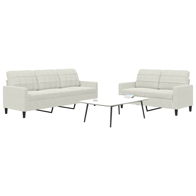 vidaXL - 2-delige - Loungeset - met - kussens - fluweel - crèmekleurig