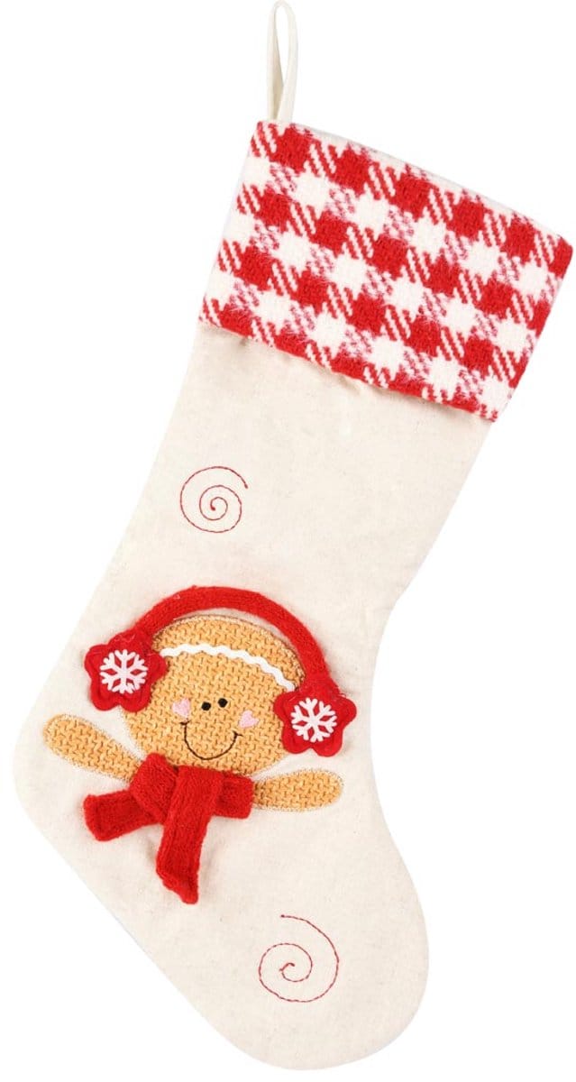 Dekoratief | Kerstkous cookie, rood/wit, stof, 20x40cm | A255974