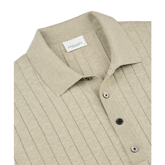 Profuomo Longsleeve Poloshirt Dropneedle Beige - Maat XL - Heren - Pullovers